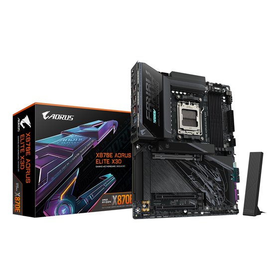 X870E AORUS ELITE X3D Placa Base – Compatible con procesadores AMD Ryzen 9000, VRM digital de 16+2+2 fases, hasta 9000 Hz DDR5 (