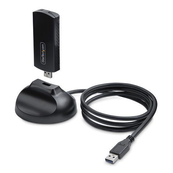 Adaptador USB Externo de Red Inalámbrica Wi-Fi 6E para Ordenador de Sobremesa o Portátil - NIC Inalámbrico de hasta 2402Mbps - A