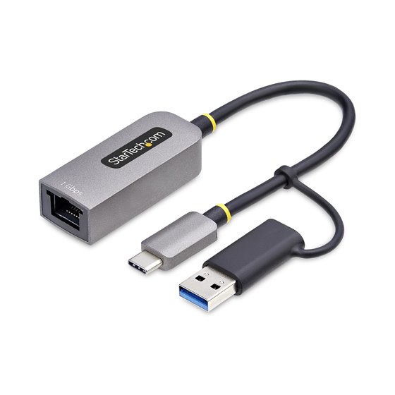 Adaptador USB-C a Ethernet con Dongle USB-A - Adaptador de Red USB Tipo C - Adaptador Ethernet - 10/100/1000Mbps - Adaptador de 