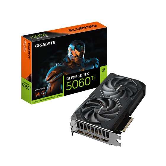 GeForce RTX 5060 Ti WINDFORCE OC 8G Tarjeta Gráfica – 8 GB GDDR7, 128 bits, PCI-E 5.0, 2587 MHz Frecuencia del núcleo, 3 x Displ