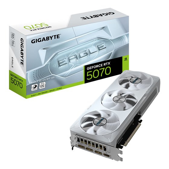 GeForce RTX 5070 EAGLE OC ICE SFF 12G Tarjeta Gráfica - 12GB GDDR7, 192 bits, PCI-E 5.0, 2587 MHz Core Clock, 3 x DP 2.1a, 1 x H