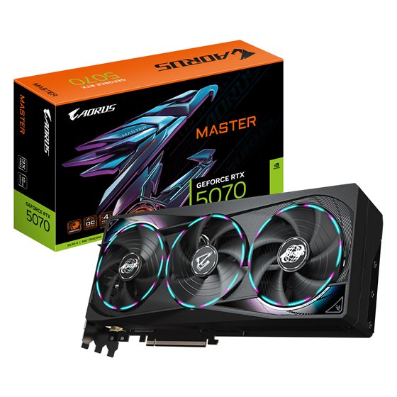 AORUS GeForce RTX 5070 MASTER 12G Tarjeta Gráfica - 12GB GDDR7, 192 bits, PCI-E 5.0, 2715 MHz Core Clock, 3 x DP 2.1a, 1 x HDMI 