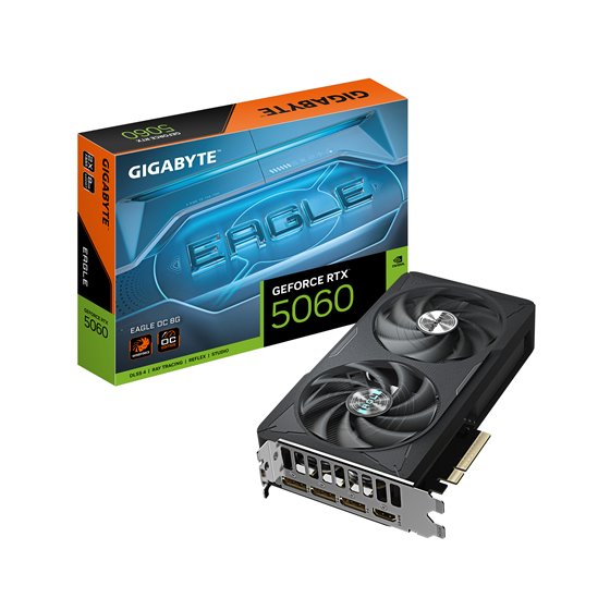 GeForce RTX 5060 EAGLE OC 8G Tarjeta Gráfica - 8GB GDDR7, 128bit, PCI-E 5.0, 2550 MHz Frecuencia del núcleo, 3 x DisplayPort, 1 