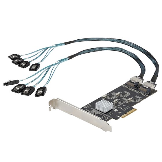Tarjeta PCIe de 8 Puertos SATA - Tarjeta Adaptadora de Expansión PCI Express SATA con 4 Controladores de Host - Tarjeta Controla