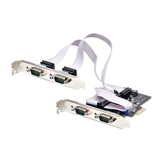 Tarjeta Serie PCI Express de 4 Puertos DB9 - Serial RS232/RS422/RS485 - TAA - UART 16C1050 - ESD de Nivel 4 - con Brackets de Pe