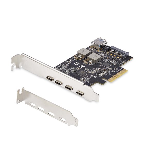 Tarjeta PCIe de 5 Puertos USB de 10Gbps 4x USB-C / 1x USB-A - Hub Concentrador Interno USB 3.2 de 10Gbps - Tarjeta PCI Express 4