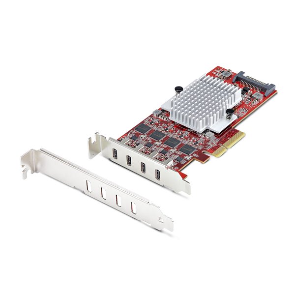 Tarjeta PCIe USB-C de 4 Puertos - Hub Interno USB Tipo C - USB 3.2 10Gb - 4 Controladores Independientes USB - TAA