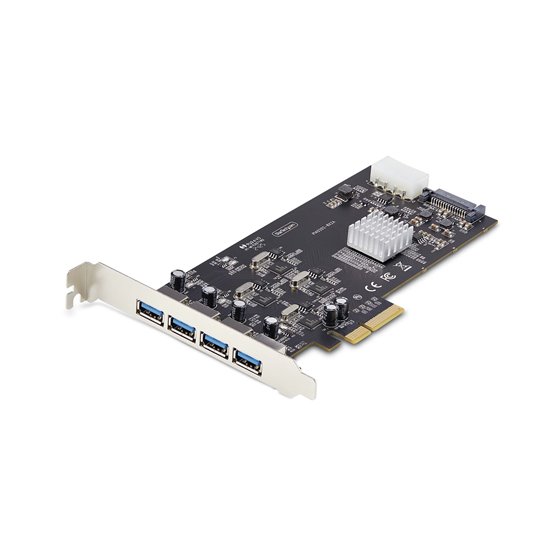 Tarjeta PCI Express de 4 Puertos USB-A - Tarjeta PCIe USB 3.2 de 5Gbps - 4 Controladores USB Independientes - Hub Interno USB-A 