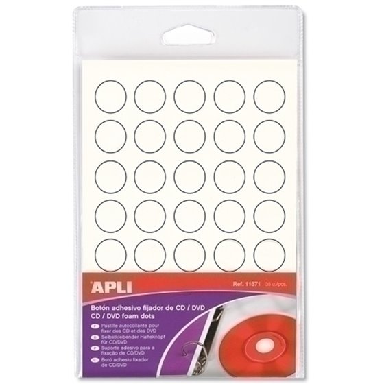 BOTON ADHESIVO FIJADOR CD/DVD 35 UDS