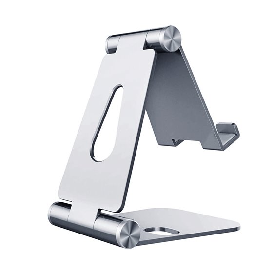 Soporte De Sobremesa Tamaño M Ajustable (2 Pivotes) Para Movil / Tablet, Plata