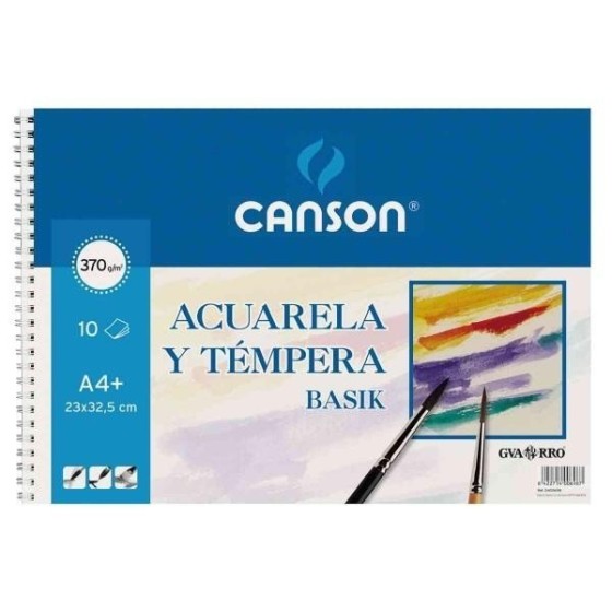 Bloc Espiral Acuarela CANSON Basik Din-A4 Liso 370 g. x10 Hojas