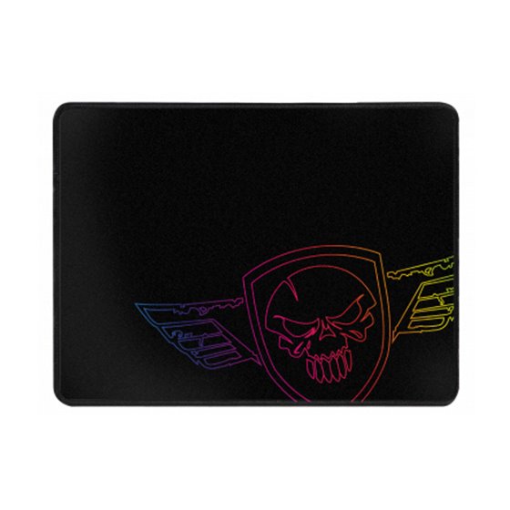 Darkskull - XL Alfombrilla de ratón para juegos Negro, Azul, Rojo, Amarillo