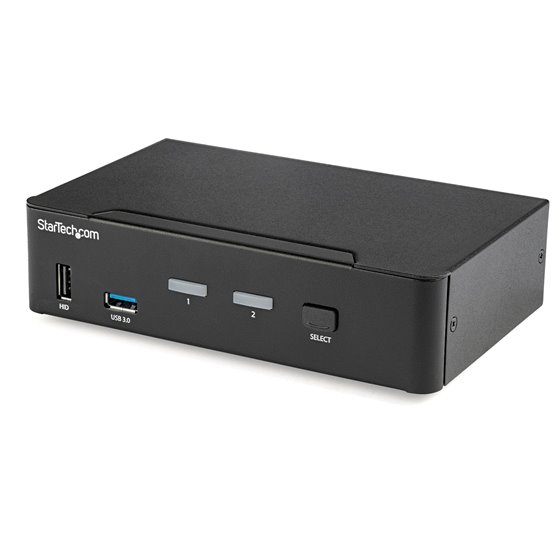 Switch Conmutador KVM de 2 Puertos DisplayPort - 4K a 60Hz - para Una Pantalla - Switch KVM de 2 Puertos DP 1.2 UHD con Hub Ladr