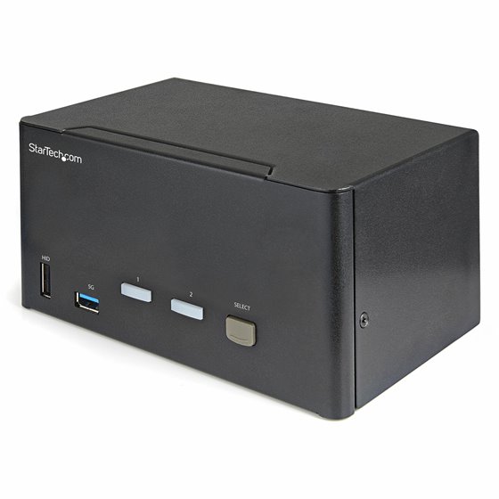 Switch Conmutador KVM de 2 Puertos DisplayPort 4K para 3 Monitores - Vídeo de 4K y 60Hz Ultra HD - HDR - Hub Ladrón USB 3.0 de 2