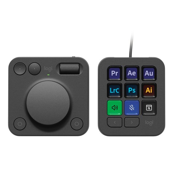 MX Creative Console, keypad programable con 9 teclas LCD personalizables y dial de control para diseño gráfico, edición de vídeo