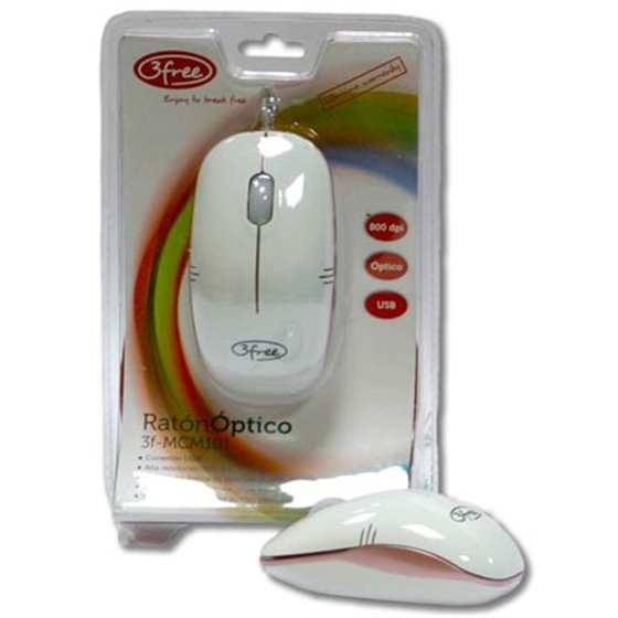 3F-MCM101/WP ratón USB tipo A Óptico 800 DPI