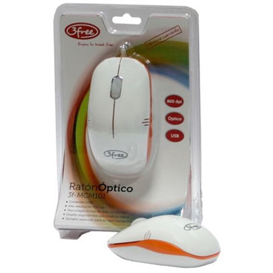 3F-MCM101/WO ratón USB tipo A Óptico 800 DPI