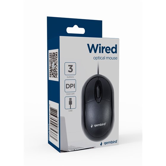 MUS-U-01 ratón Ambidextro USB tipo A Óptico 1000 DPI
