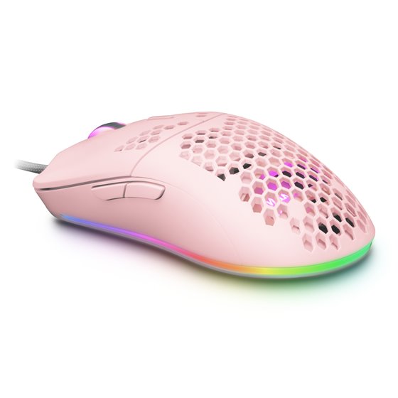 MMAX, Ratón Ultraligero 69g, Óptico 12400DPI, Chroma RGB, Soft, Rosa