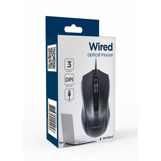 MUS-3B-01 ratón Oficina Ambidextro USB tipo A Óptico 1000 DPI
