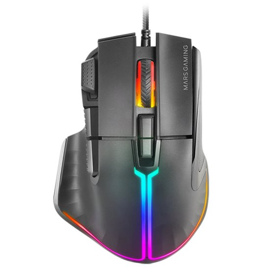 MM-XT, Ratón Gaming RGB, Diseño Ergonómico con Reposa Pulgar, Sensor Óptico 12800DPI, 9 Botones Configurables, Switches Huano, S