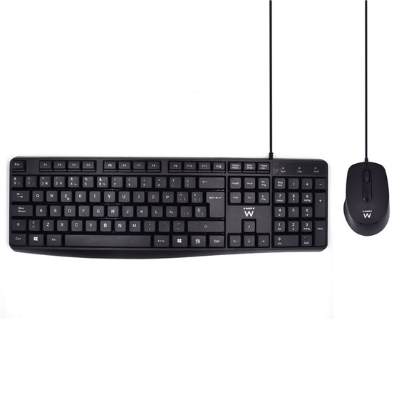 EW3006 teclado Ratón incluido Oficina USB QWERTY Español Negro