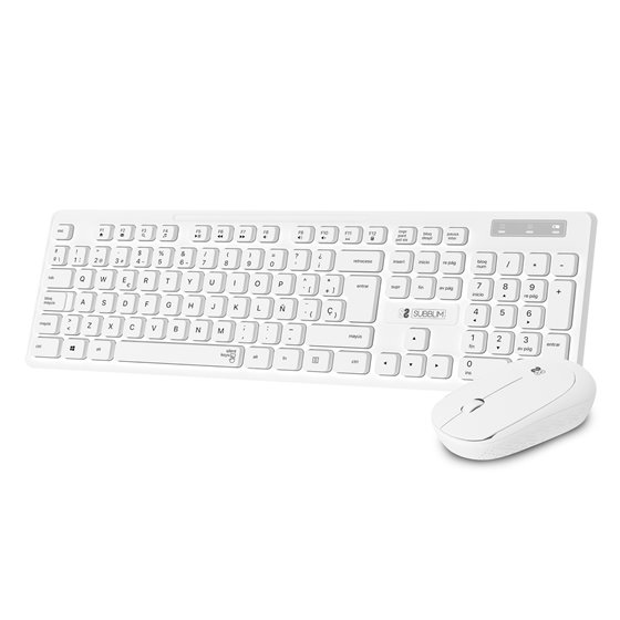 Teclado Ergonómico y ratón Combo Business Slim Silencioso Inalámbrico 2.4G Blanco