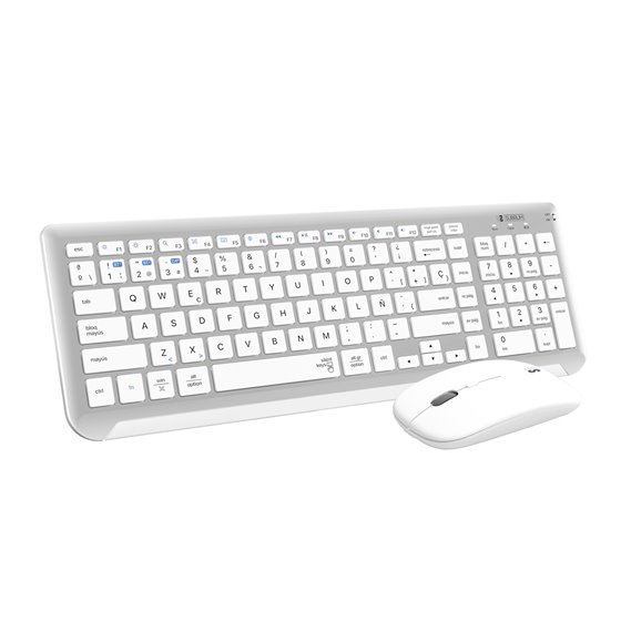 Teclado con Ratón Bluetooth + 2.4G Combo Dual Prestige Extendido Plata/Blanco