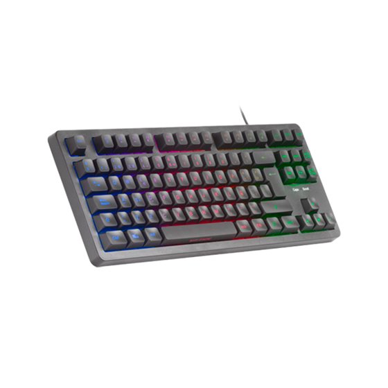 MK023, Teclado Gaming TKL, Tecnología Híbrida H-Mech, Iluminación FRGB Rainbow, Anti-ghosting, Compatibilidad Universal, Negro, 