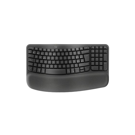 Wave Keys, teclado ergonómico inalámbrico con reposamanos acolchado, escritura cómoda y natural, Easy-Switch, Bluetooth, Logi Bo