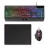 MCP124, Combo Gaming 3en1, Teclado Ergonómico H-Mech LED RGB, Ratón RGB 3200DPI Switches HUANO, Alfombrilla Nanotextil 360x260mm