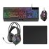 MCP124PRO, Combo Gaming 4en1, Teclado RGB H-Mech con Reposamuñecas, Ratón RGB 3200DPI y Switches HUANO, Auriculares FRGB, Alfomb