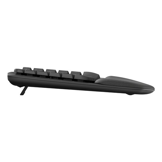 Wave Keys for Business, teclado ergonómico inalámbrico con reposamanos acolchado, tecnología Logi Bolt segura, Bluetooth, compat