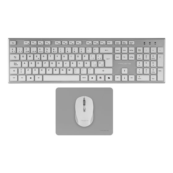 6ZENITHWES teclado Ratón incluido Hogar / Oficina RF inalámbrico QWERTY Español Plata, Blanco