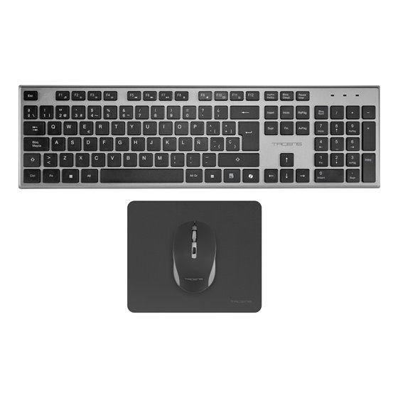 6ZENITHES teclado Ratón incluido Hogar / Oficina RF inalámbrico QWERTY Español Gris