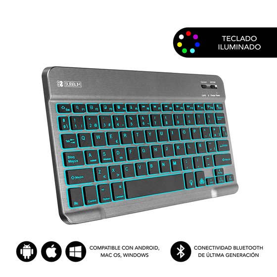 Teclado Retroiluminado Bluetooth Smart Backlit BT Keyboard Grey