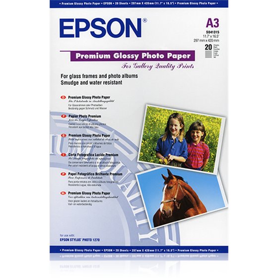Premium Glossy Photo Paper, DIN A3, 255 g/m², 20 hojas