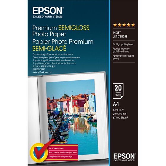 Premium Semi-Gloss Photo Paper - A4 - 20 hojas