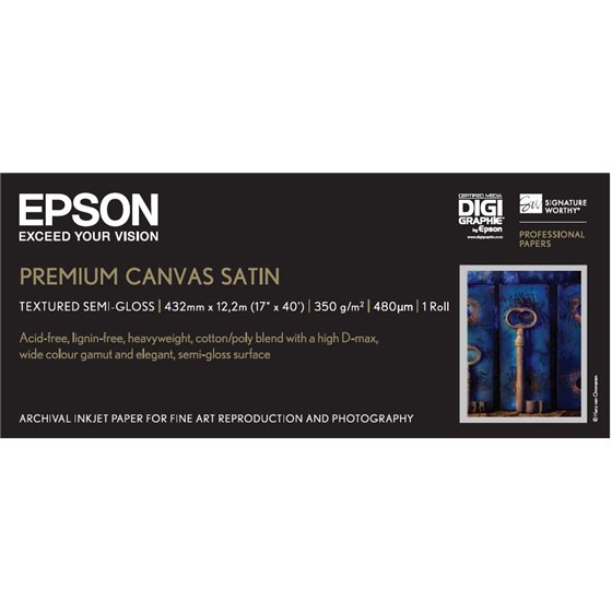 Rollo de Premium Canvas Satin, 17" x 12.2m, 350g/m²