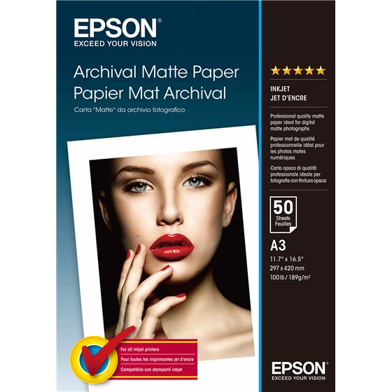 Archival Matte Paper, DIN A3, 189 g/m², 50 hojas