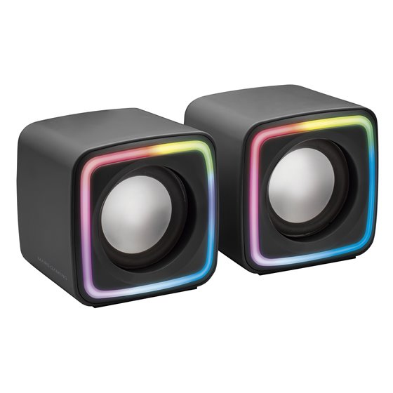 MSCUBE Negro, Altavoces Gaming RGB Compactos, Procesador Sonido DSP 8W, Control Volumen