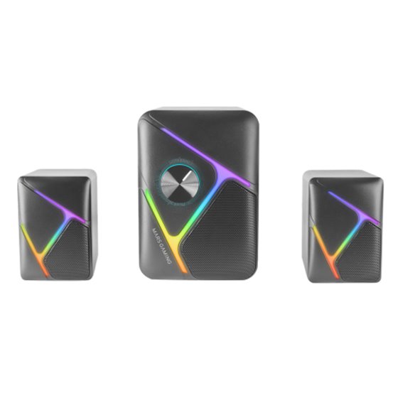MS-H21, Altavoces Gaming RGB 2.1 y Subwoofer 35W, Sistema Drivers Invertidos 3D Surround, Altavoces Compactos con Iluminación Di