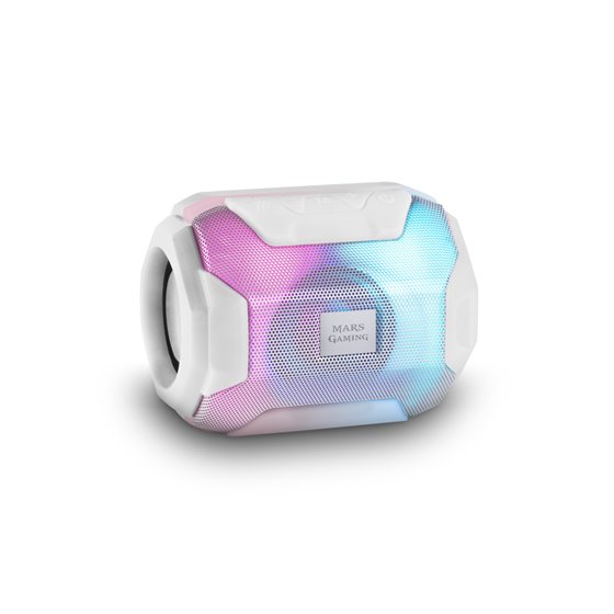 MSBAXW, Altavoz Bluetooth RGB, Compacto,10W, USB/MicroSD/Radio, Blanco