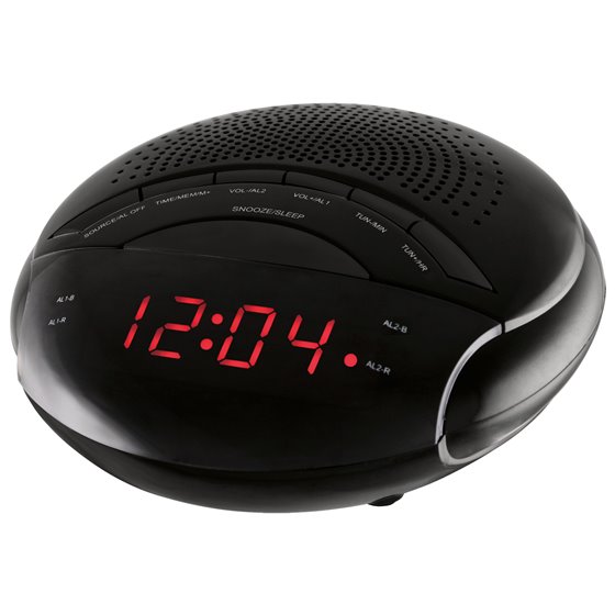 NVR-335DD radio Reloj Digital Negro