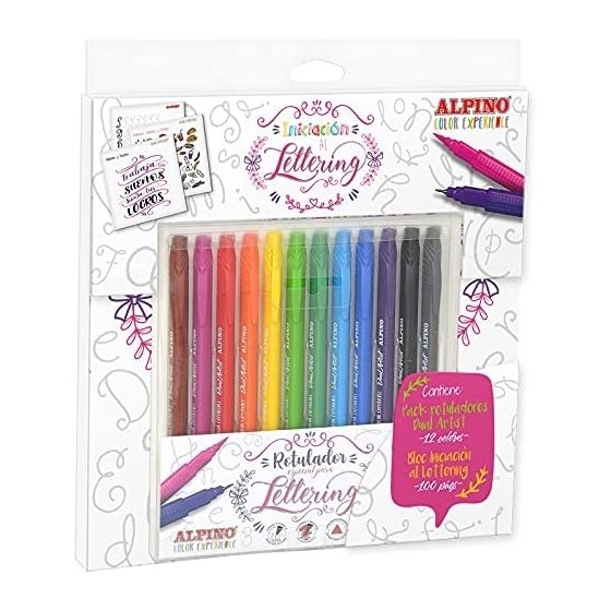 Set Lettering ALPINO Color Experience 12 Rotuladores + Libro