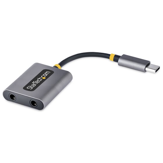Divisor USB-C de Auriculares - Adaptador USB Tipo C a 2 Auriculares - Multiplicador para Dos Auriculares con Micrófono - DAC Ext