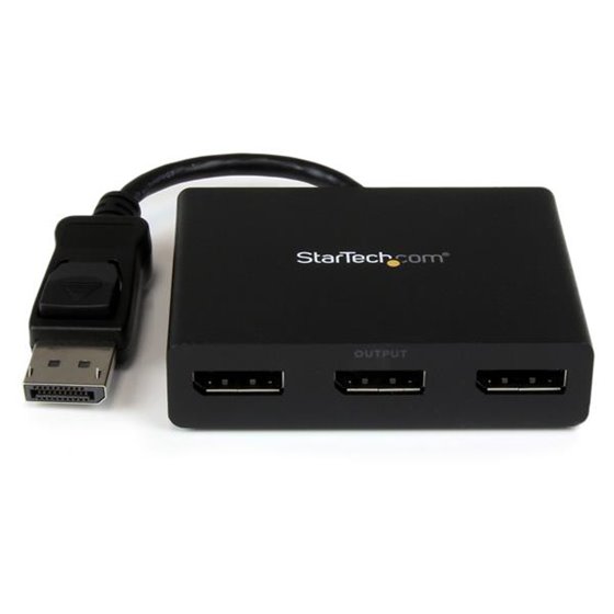 Hub MST de 3 Puertos DisplayPort 1.2 - Divisor Splitter DP de 3 Monitores - Adaptador DP a 2x DisplayPort 4K 30Hz 1x DisplayPort
