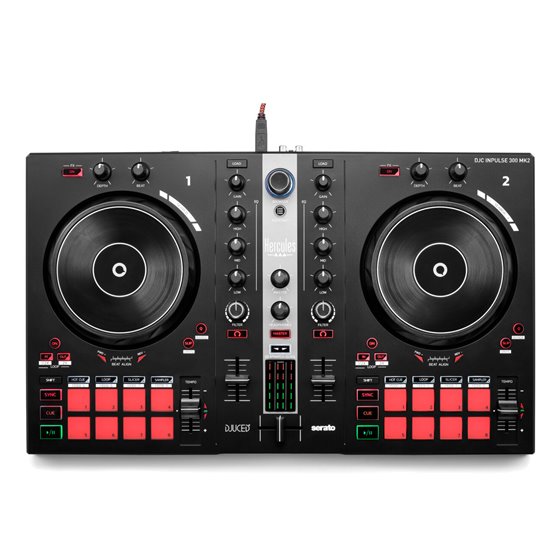 INPULSE 300 MK2 Controladora con opción de realizar scratch utilizando discos de vinilo Negro, Rojo