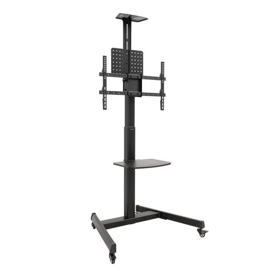 COMETA” Soporte de Suelo con Ruedas con Regulación de Altura para Pantallas 37"- 70", Rotación 90°, Negro