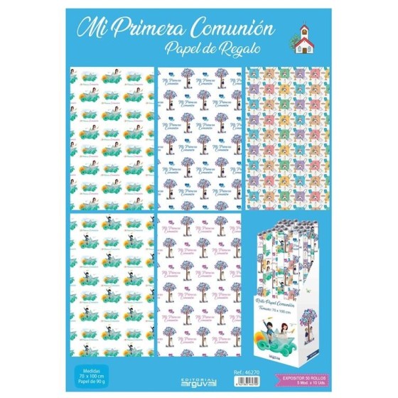 Papel Regalo Comunión ARGUVAL 70 x 100 cm.